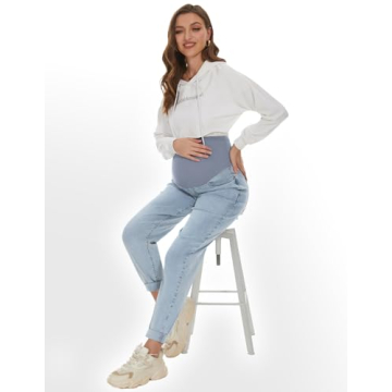 POSHGLAM Women’s Over Belly Maternity Jeans - Comfy & Stylish
