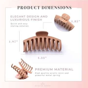 Lingtoolator gn's 6 Pcs Hair Claw Clips | Large Matte Claw Clip Designed for Medium & Thick Hair | Strong Hold & Nonslip Big Hair Clip | Colourful Nude Tones with Tortoise/Clear Jaw Claws for Women