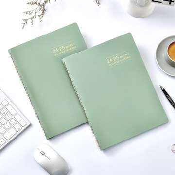 2024-2025 Planner - 11.38'' x 8.74'', Weekly & Monthly Planner Notepad,JUL 2024 - JUN 2025, Appointment Book, 60 Minutes Intervals, Monthly Tabs, Faux Soft Leather, Spiral Bound, Back Pockets - Green