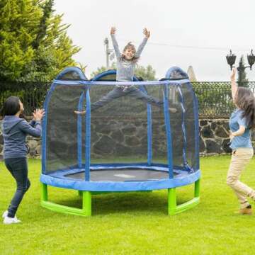 7-Foot My First Trampoline Hexagon (Ages 3-10) for Kids, Blue/Green - Outdoor Games for Kids