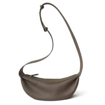 DONA IN Genuine Leather Crescent Sling Hobo Bags for Women, Chest Belt Bag Purse Unisex with Wide St...