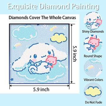 PERFECTSIGHT Cute 5D Diamond Art Kits with Wooden Frame for All Ages