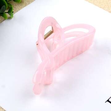 Valentine Hair Clips for Women, Pink Heart Shape Hair Claw Clips, French Romantic Strong Hold Hair H...