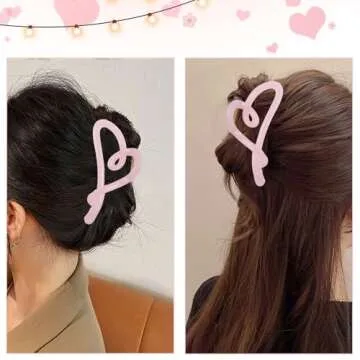 Valentine Hair Clips for Women, Pink Heart Shape Hair Claw Clips, French Romantic Strong Hold Hair Heart Shape for Thick Thin Hair, Valentine Hair Accessories Cute Hair Clips