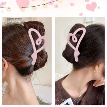 Valentine Hair Clips for Women, Pink Heart Shape Hair Claw Clips, French Romantic Strong Hold Hair Heart Shape for Thick Thin Hair, Valentine Hair Accessories Cute Hair Clips