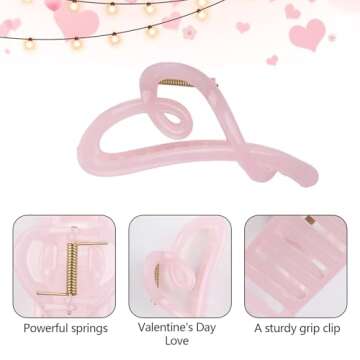 Valentine Hair Clips for Women, Pink Heart Shape Hair Claw Clips, French Romantic Strong Hold Hair Heart Shape for Thick Thin Hair, Valentine Hair Accessories Cute Hair Clips
