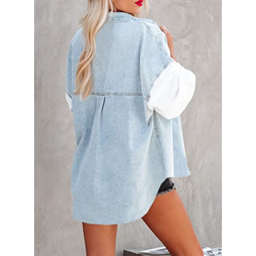 Trendy Plus Size Denim Shacket with Leopard Design