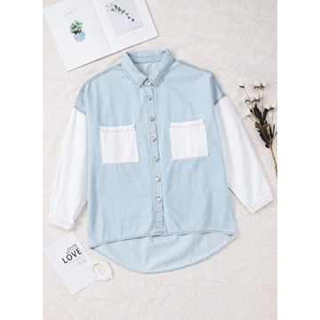 Trendy Plus Size Denim Shacket with Leopard Design