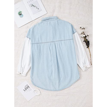 Trendy Plus Size Denim Shacket with Leopard Design