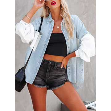 Trendy Plus Size Denim Shacket with Leopard Design