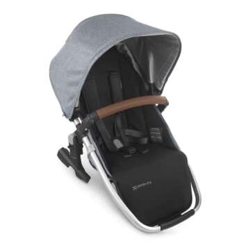 Vista V2 Stroller - Gregory (Blue Melange/Silver/Saddle Leather) + Upper Adapters + RumbleSeat V2 - Gregory (Blue Melange/Silver/Saddle Leather)