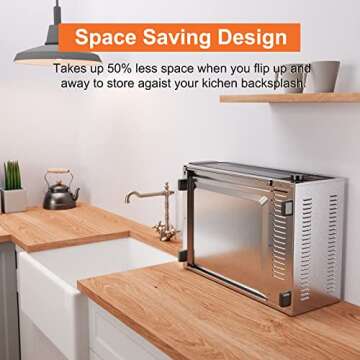 Air Fryer Toaster Oven Combo, Fabuletta 10-in-1 Toaster Ovens Countertop 1800W, 100-450°F Temperature Control，Flip Up & Away Capability for Storage Space, Enamel Baking Pan Easy Clean with Recipe Book