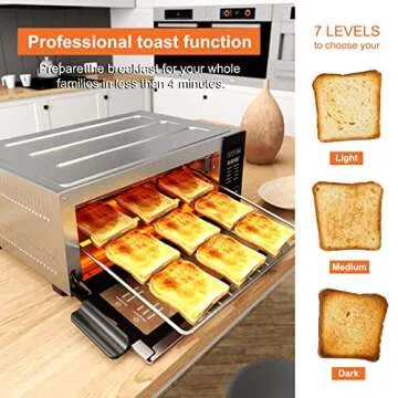 Air Fryer Toaster Oven Combo, Fabuletta 10-in-1 Toaster Ovens Countertop 1800W, 100-450°F Temperature Control，Flip Up & Away Capability for Storage Space, Enamel Baking Pan Easy Clean with Recipe Book