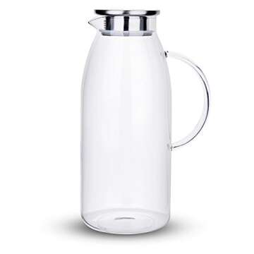 Purefold 100 Ounces Large Glass Pitcher for Hot and Cold Beverages