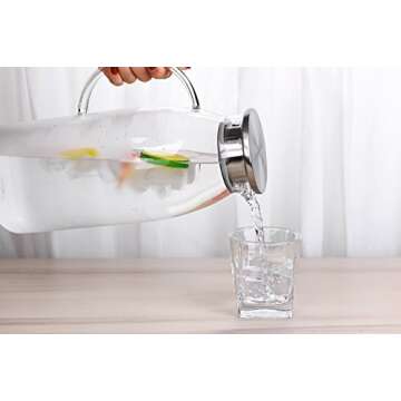Purefold 100 Ounces Large Glass Pitcher with Lid
