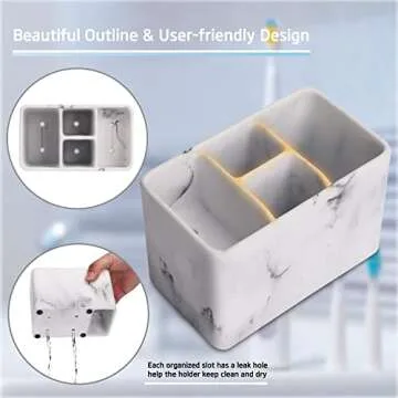 Bathroom Toothbrush Organizer Countertop-Toothpaste Storage Shaving Razor Holder/toothbrish Hanger/Vanity Counter Set… (White 4 Small Slot)