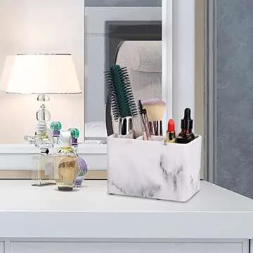 Bathroom Toothbrush Organizer Countertop-Toothpaste Storage Shaving Razor Holder/toothbrish Hanger/Vanity Counter Set… (White 4 Small Slot)