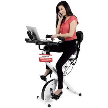 FitDesk Bike Desk 3.0 - Adjustable Height Standing Desk Exercise Bike, Built-in Tablet Holder, Light...