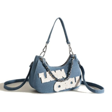 XPONNI Y2k Purse Canvas Bag Y2k Denim Grunge Tote Bag Y2k Aesthetic Goth Crossbody Bag Denim Purse f...