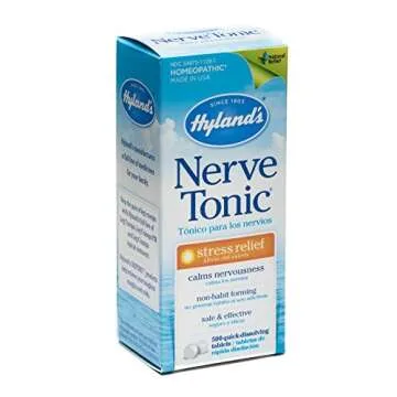 Hyland’s Nerve Tonic Stress Relief Tablets, Natural Relief of Restlessness, Nervousness and Irritability Symptoms, Non-Habit Forming, 500 Count
