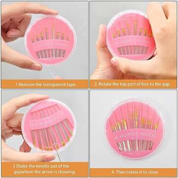 30Pack Premium Sewing Needles for Hand Sewing Repair, 6 Sizes Assorted Needles with 2 Threaders, Hand Sewing Needles, Large Eye Stitching Needles, Embroidery Needles, Sewing Sharp Needles