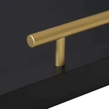 Kate and Laurel Halsey Hexagon Decorative Wood Tray with Polished Metal Handles, Black and Gold