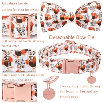 Stylish Thanksgiving Dog Collar with Bow Tie