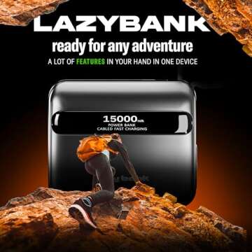 LazyBank 15000mAh Fast Charger Power Bank with AC Plug