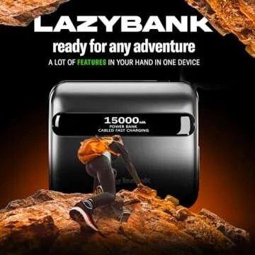 LazyBank 15000mAh Fast Charger Power Bank with AC Plug