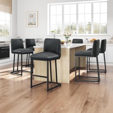 Yaheetech 24 Inch Dark Gray Leather Bar Stools Set of 2