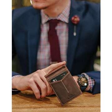 SERMAN BRANDS RFID Blocking Wallet Slim Bifold - Genuine Leather Minimalist Front Pocket Wallets for...
