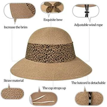 Stylish Straw Sun Hat with UV Protection for Women