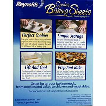 Reynolds Consumer Cookie Baking Sheets Non-stick Parchment Paper, 75 Count (3 Boxes Of 25 Sheets)