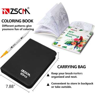 60 Color Duo Tip Brush Markers - ZSCM Art Set