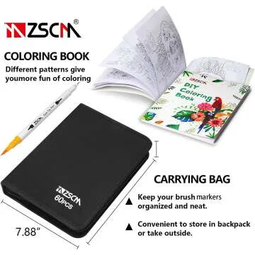 60 Color Duo Tip Brush Markers - ZSCM Art Set