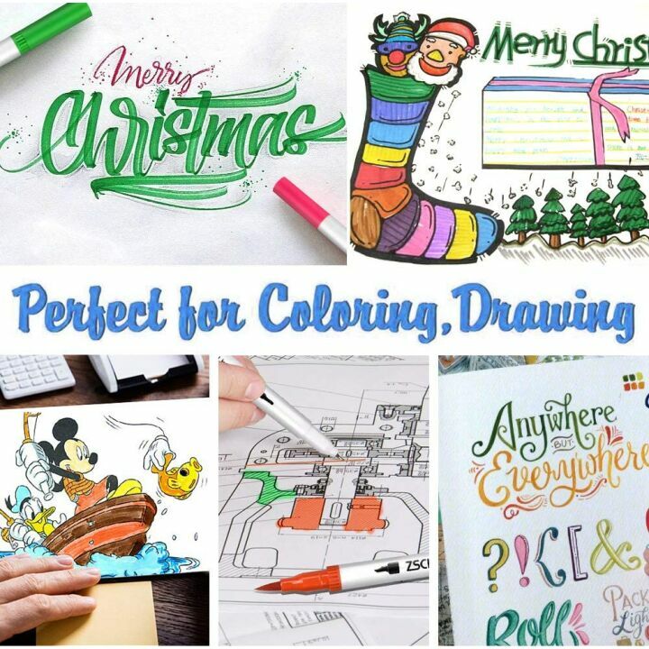 60 Color Duo Tip Brush Markers - ZSCM Art Set