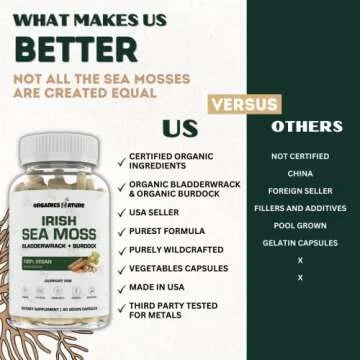 ORGANICS NATURE Irish Sea Moss Capsules 45 Servings | High Potency Sea Moss Pills | Immunity Sea Moss Supplement for Lung Detox, Energy, Bone & Joint Support 90 Vegan Capsules