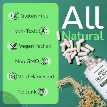 ORGANICS NATURE Irish Sea Moss Capsules 45 Servings | High Potency Sea Moss Pills | Immunity Sea Moss Supplement for Lung Detox, Energy, Bone & Joint Support 90 Vegan Capsules