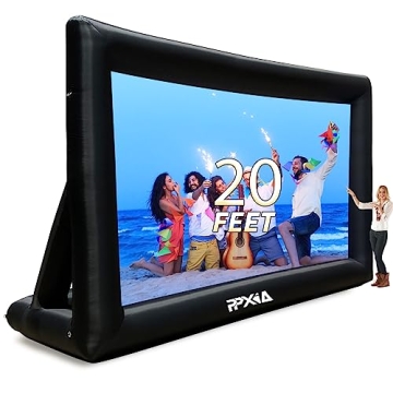 PPXIA Inflatable Projector Screen for Outside 20ft Support Front and Rear Projection, Large Blow Up ...