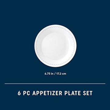 Corelle 6-Piece Appetizer Plates Set - Lightweight & Durable