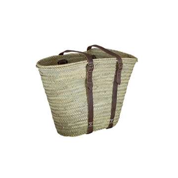 Casablanca Market Moroccan Market Backpack – Artisan Woven with Palm Leaves and Leather Straps