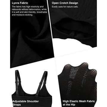 Lover-Beauty Shapewear Bodysuit Curvy Faja Body Shaper Tummy Control Stomach Snatched Seamless Body Suits, Black, XS/S