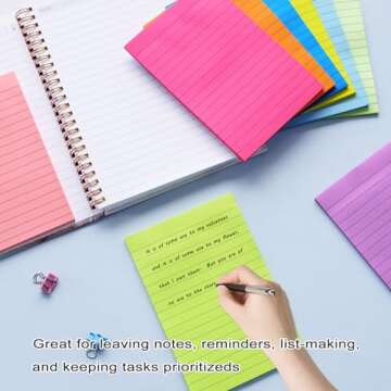 9 Pack Lined Sticky Notes 4x6 in Post Sticky Notes with Lines, 9 Bright Colors Large Ruled Post Sticky Colorful Super Sticking Power Memon Pads, Sticky Notes 4x6 for Office, Home, 35 Sheets/Pad