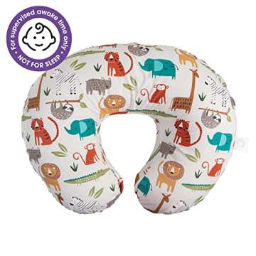 Boppy Original Nursing Pillow, Neutral Jungle Colors, Ergonomic Nursing Essentials for Bottle and Breastfeeding, Firm Fiber Fill, with Removable Pillow Cover, Machine Washable
