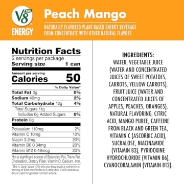 V8 +Energy Peach Mango Juice Drink 24 Pack