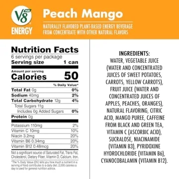 V8 +Energy Peach Mango Juice Drink 24 Pack