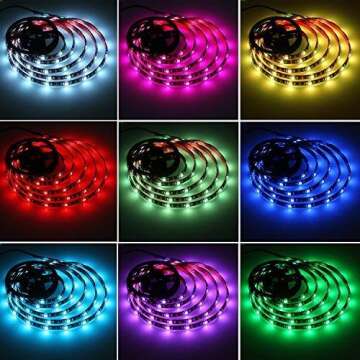 HIKENRI 2M/6.6FT Battery Powered LED Strip Lights, Flexible Color Changing RGB LED Light Strip, TV Backlight Background Lighting