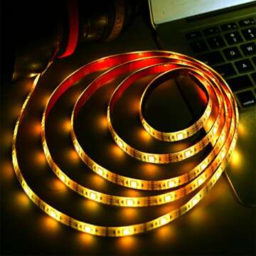 HIKENRI 2M/6.6FT Battery Powered LED Strip Lights, Flexible Color Changing RGB LED Light Strip, TV Backlight Background Lighting