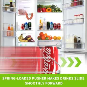 Coanto Drink Organizer for Fridge, Soda Can Dispenser for Refrigerator, Automatic Self-Pushing Fridge Drink Dispenser Holds up to 30 Cans, 6 Row