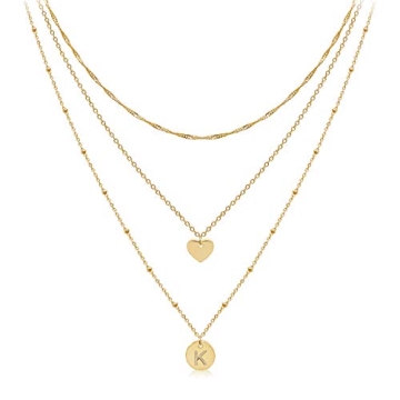 Personalized Aisansty Gold Heart Initial Necklaces for Women